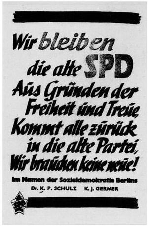 Plakat der SPD in den Westzonen gegen die Zwangsvereinigung (Quelle: Bundeszentrale für politische Bildung)